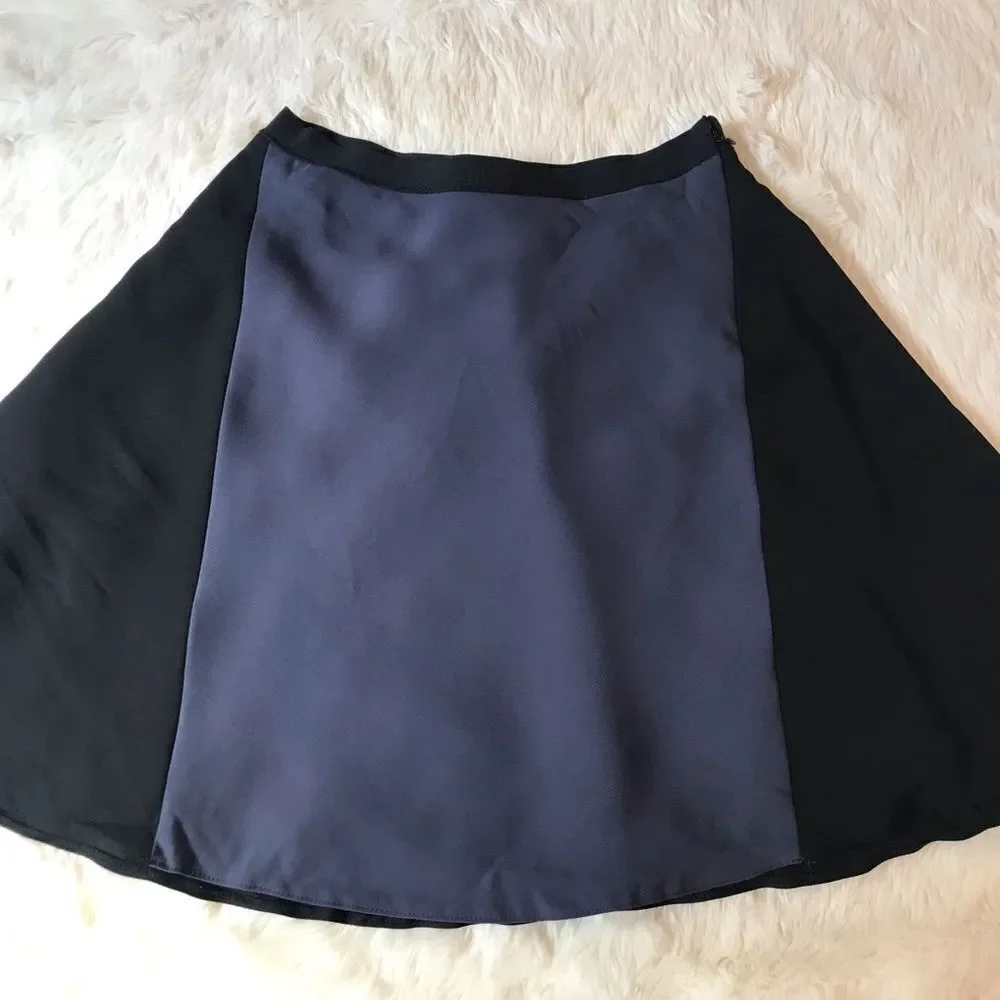 TAHARI Black Navy Skater Mini Skirt A-Line Colorblock Short Office Career Size 4